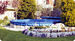 Winter debris cover on round above ground pool
