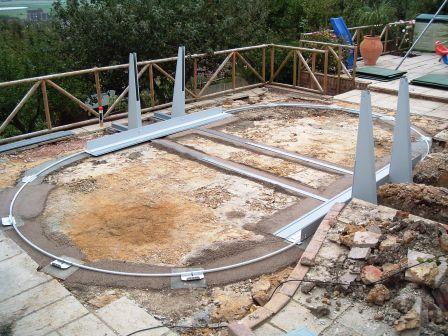 EW Bottom rail and Buttresses on Paving slab and Grano Foundations