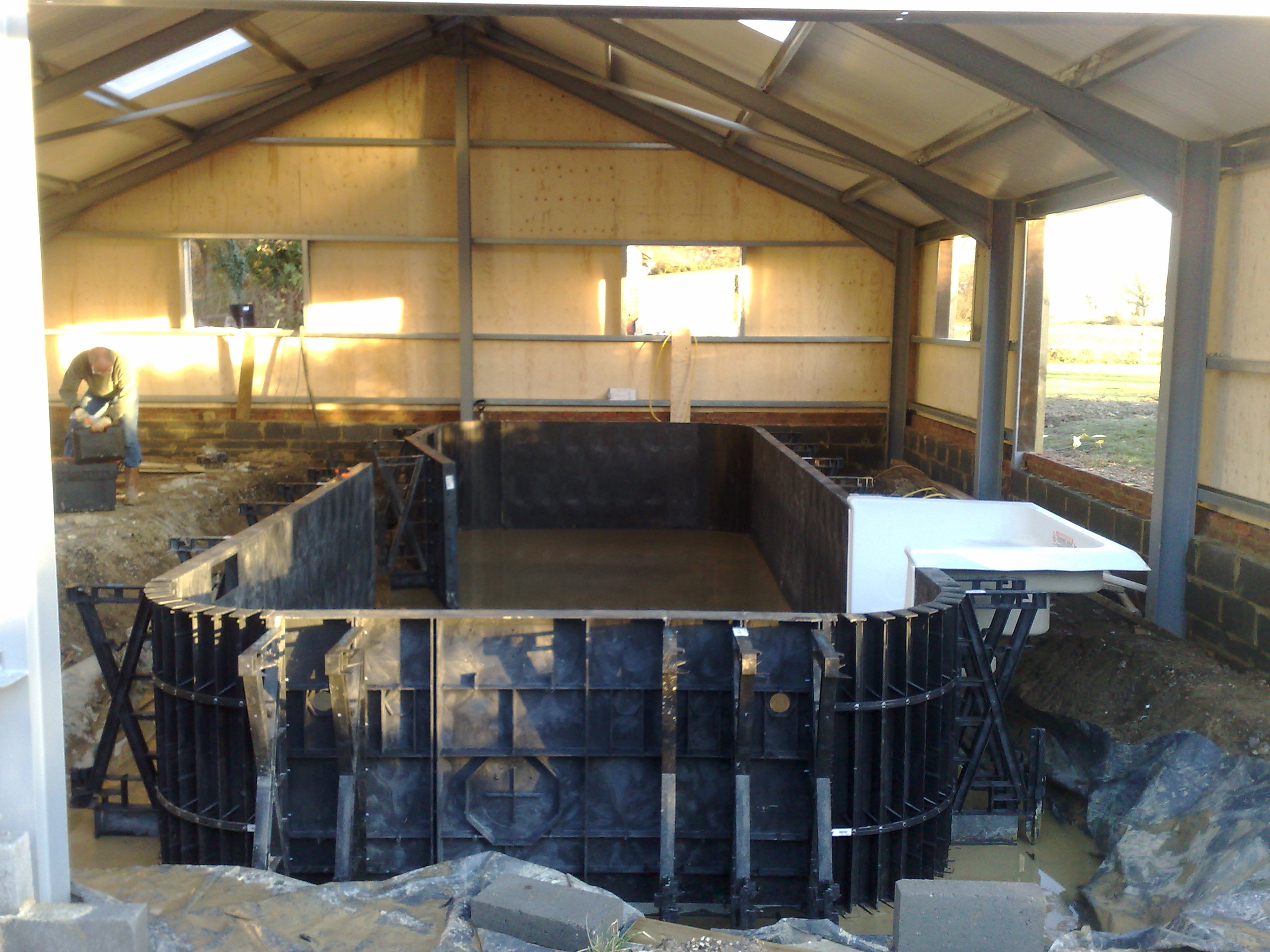 Kafko Polymer Panel swimming pool under construction