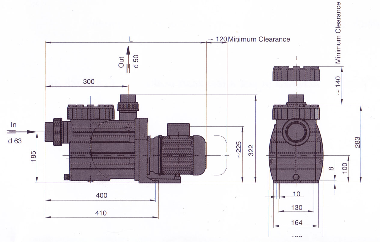 swimming pool pump dimensions diagram