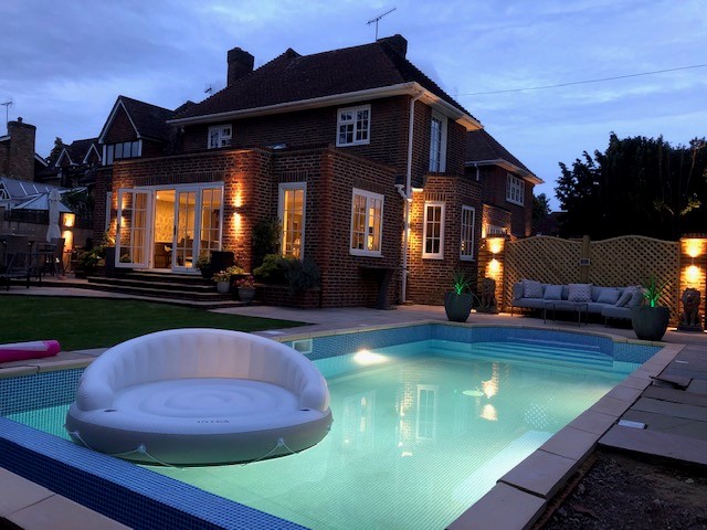 Block and Liner Pool Kit at Night