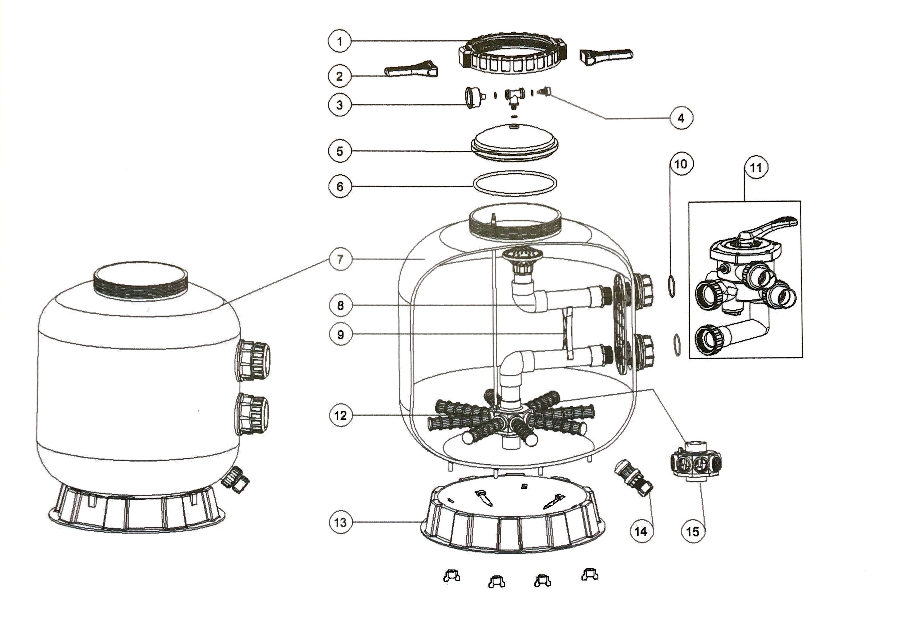 Endurance Bobbin Wound Sand Filter Parts Diagram