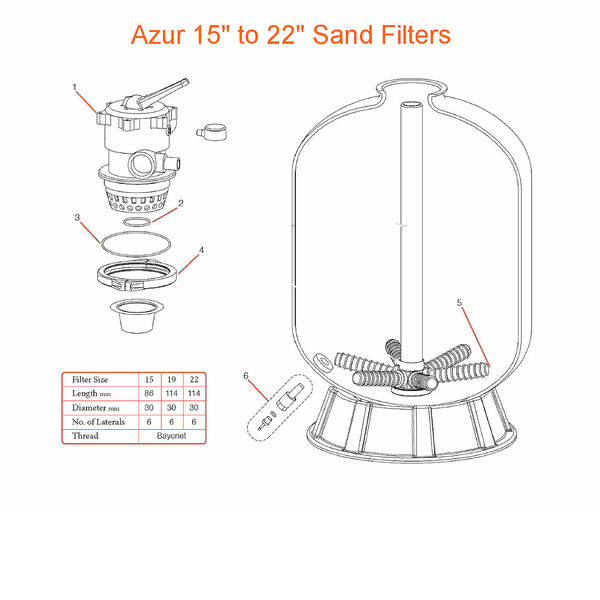 Azur 15 to 22 Sand filter spares